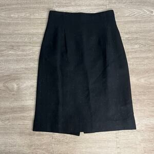 Ellen‎ Tracy Vintage Black Wool Midi Pencil Skirt Size 6 Women's